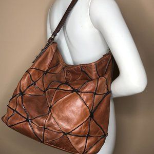Chocolate Blu Large Leather Cognac Shoulderbag